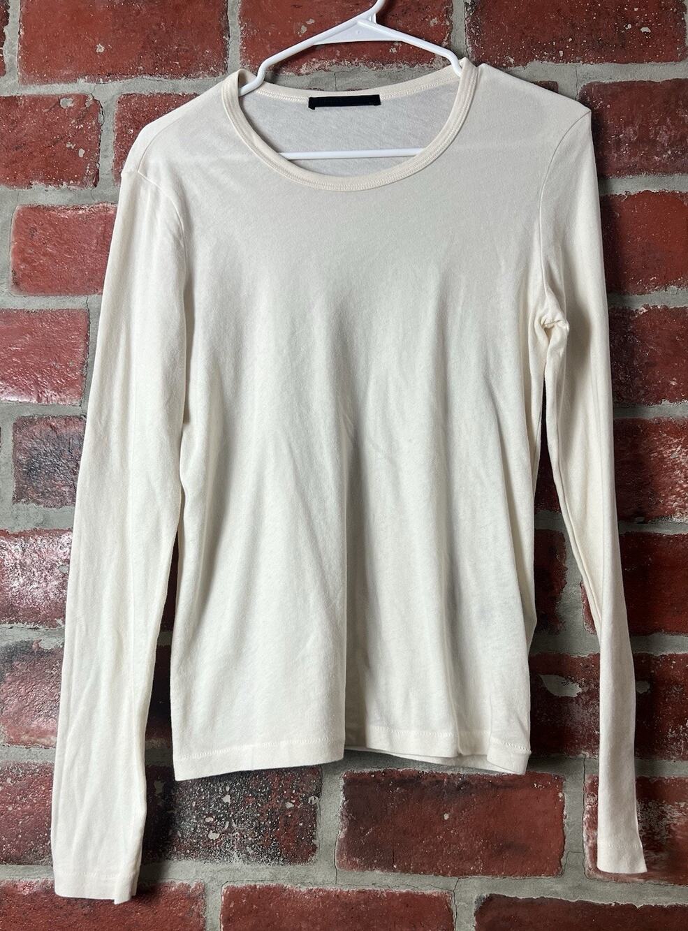 Jenni Kayne Long Sleeve Slim Tee Ivory Cotton Women’s Size Medium